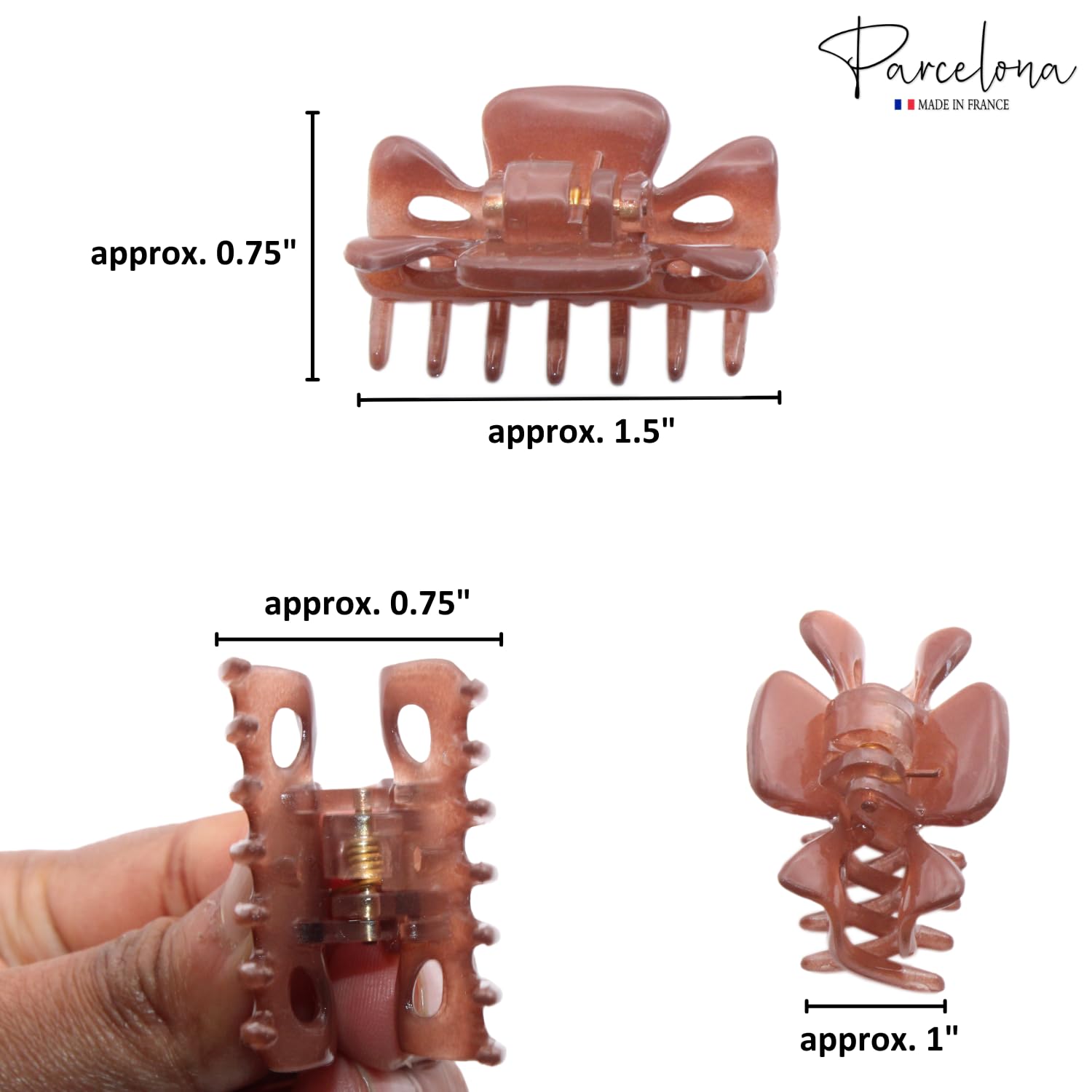 Parcelona French Classic Small Cellulose Hair Claws for Women and Girls (4 Pcs)
