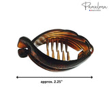 Parcelona French Medium Snapper Shell N Black Celluloid Banana Hair Clips(2 Pcs)