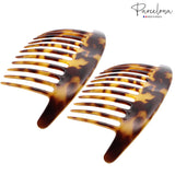Parcelona French Tapered Edge 11 Teeth Side Hair Combs for Women & Girls (2Pcs)