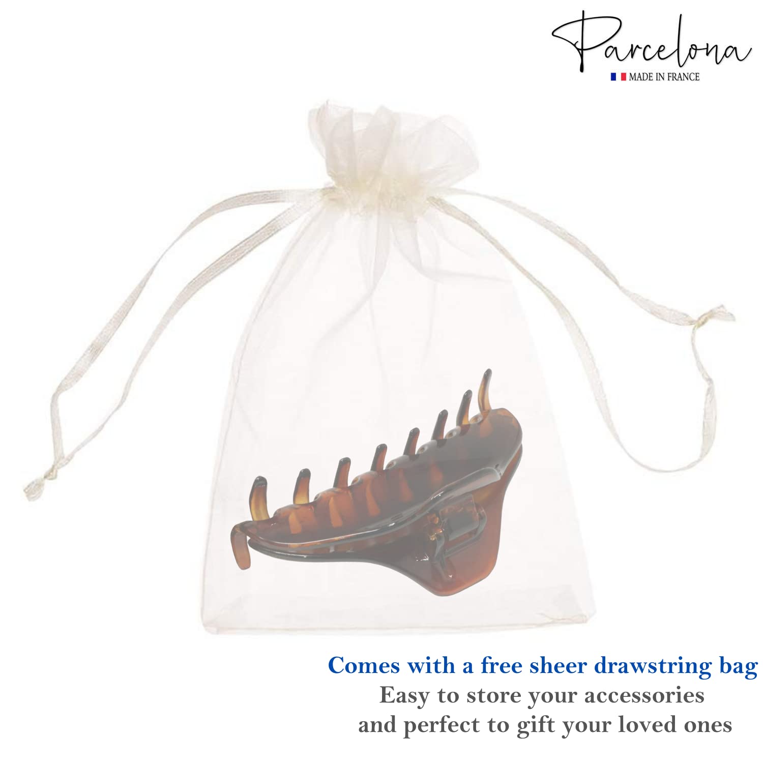 Parcelona French Boss Thin 3 1/2" Medium Cellulose Jaw Hair Claw for Women