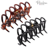 Parcelona French Dentelle Black & Shell Medium Jaw Claw Hair Clip 2 Pcs