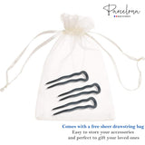 Parcelona French Mystic Large 3" Celluloid Chignon U Shaped Hair Pins(Set of 3)