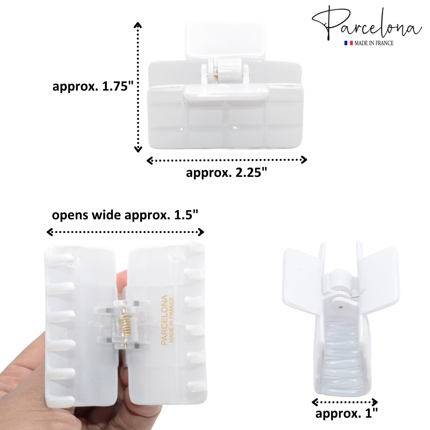 Parcelona French Checkered Small Cellulose Jaw Hair Claw Clamps for Women(2 Pcs)