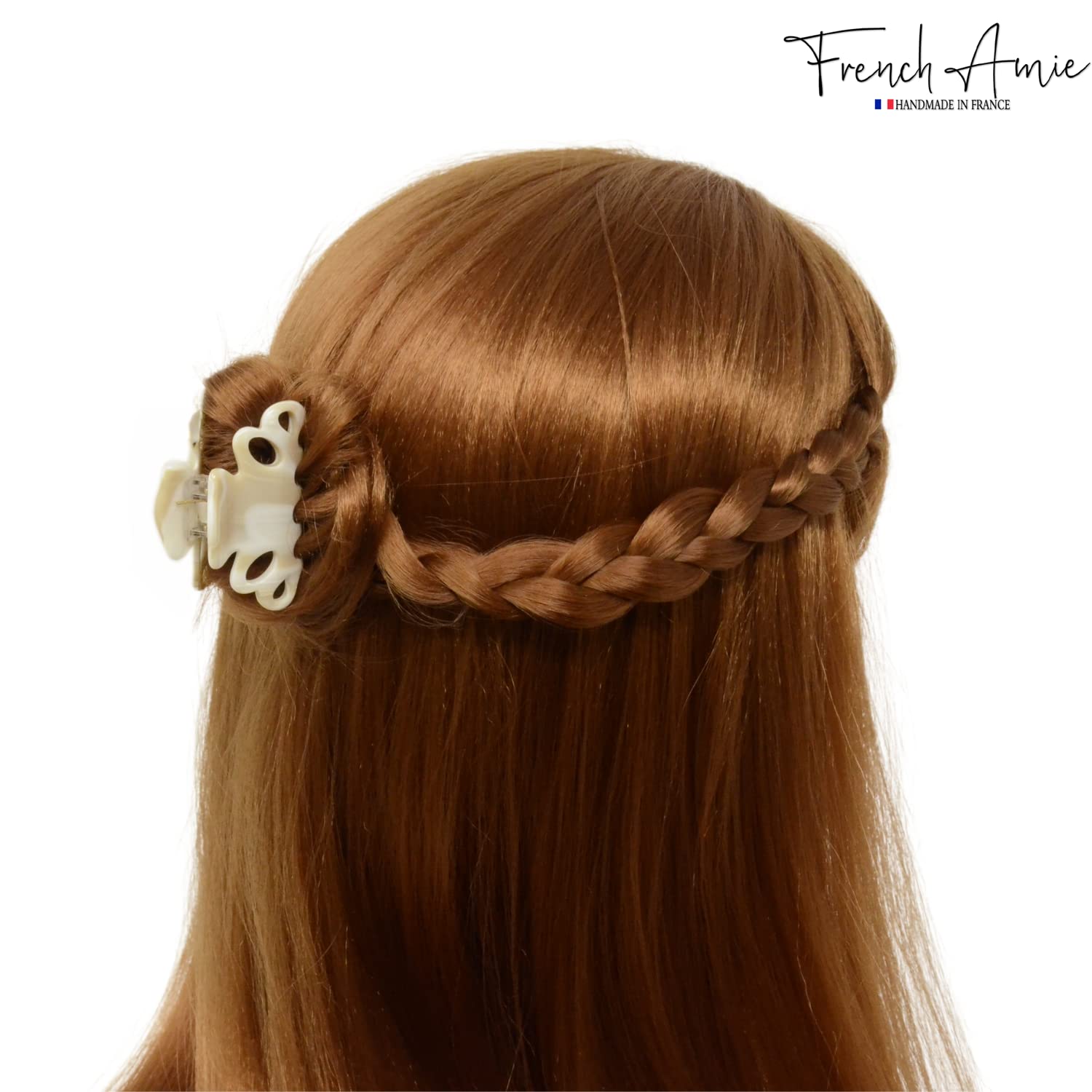French Amie Orchids Small 2" Handmade Cellulose Flexible Hair Claw Clip