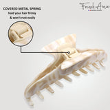 French Amie Curved Extra Large Narrow Ivory Handmade Long Hair Claw Clip