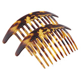 Parcelona French Tapered Edge 11 Teeth Side Hair Combs for Women & Girls (2Pcs)