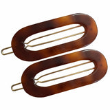 French Amie Mini Oval 2” Celluloid Handmade Snap Tige Boule Hair Clips