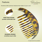 Parcelona French Alice Large Celluloid 12 Teeth Side Hair Combs for Women 2 Pcs