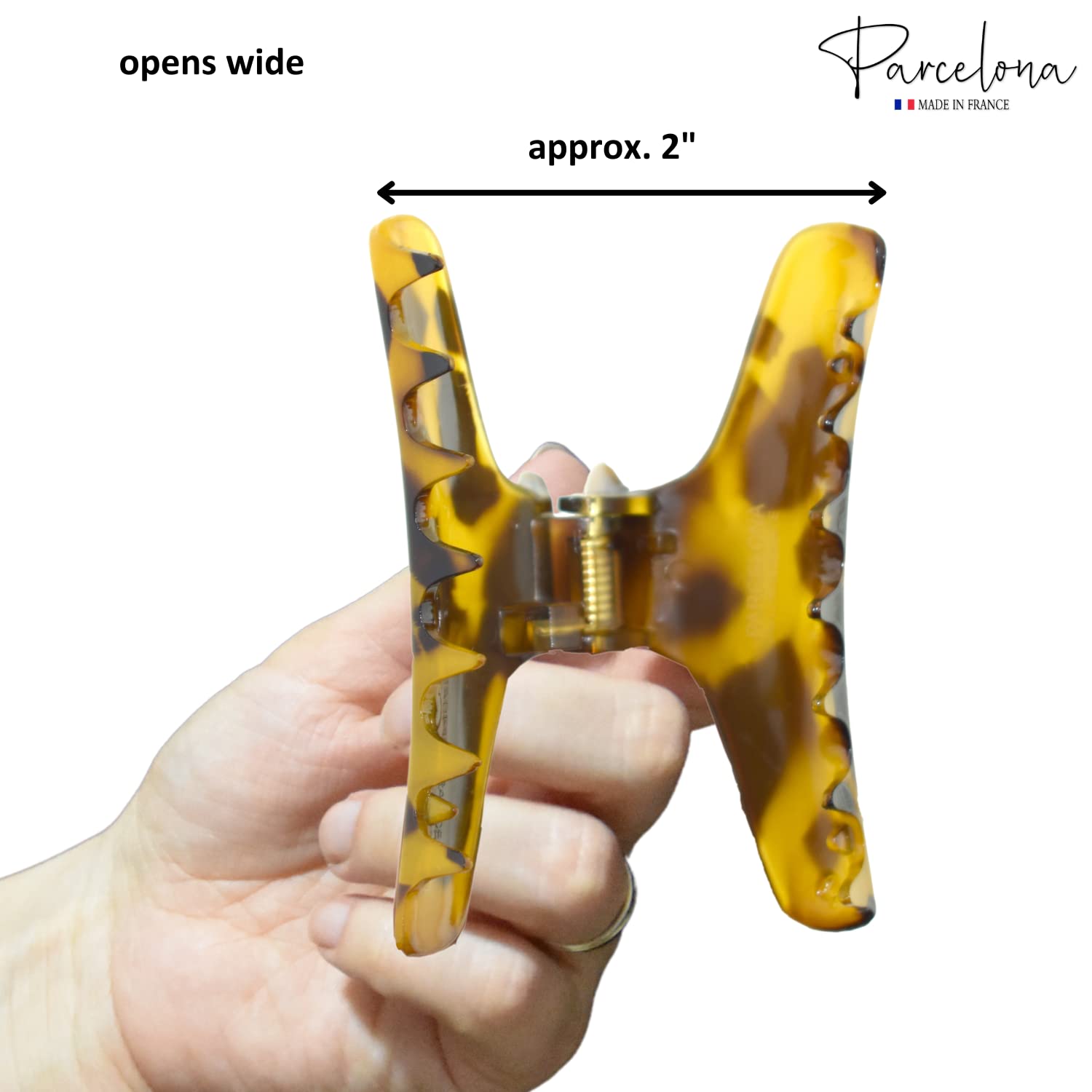 Parcelona French Flat Salon Style Medium 3 1/4" Cellulose Hair Claw for Women