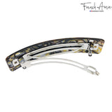 French Amie Long Rectangle Handmade Large Hair Barrette Clip for Women N Girls