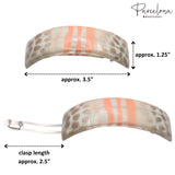 Parcelona French Elite Peach Cream Hand Painted Large Hair Barrette for Women