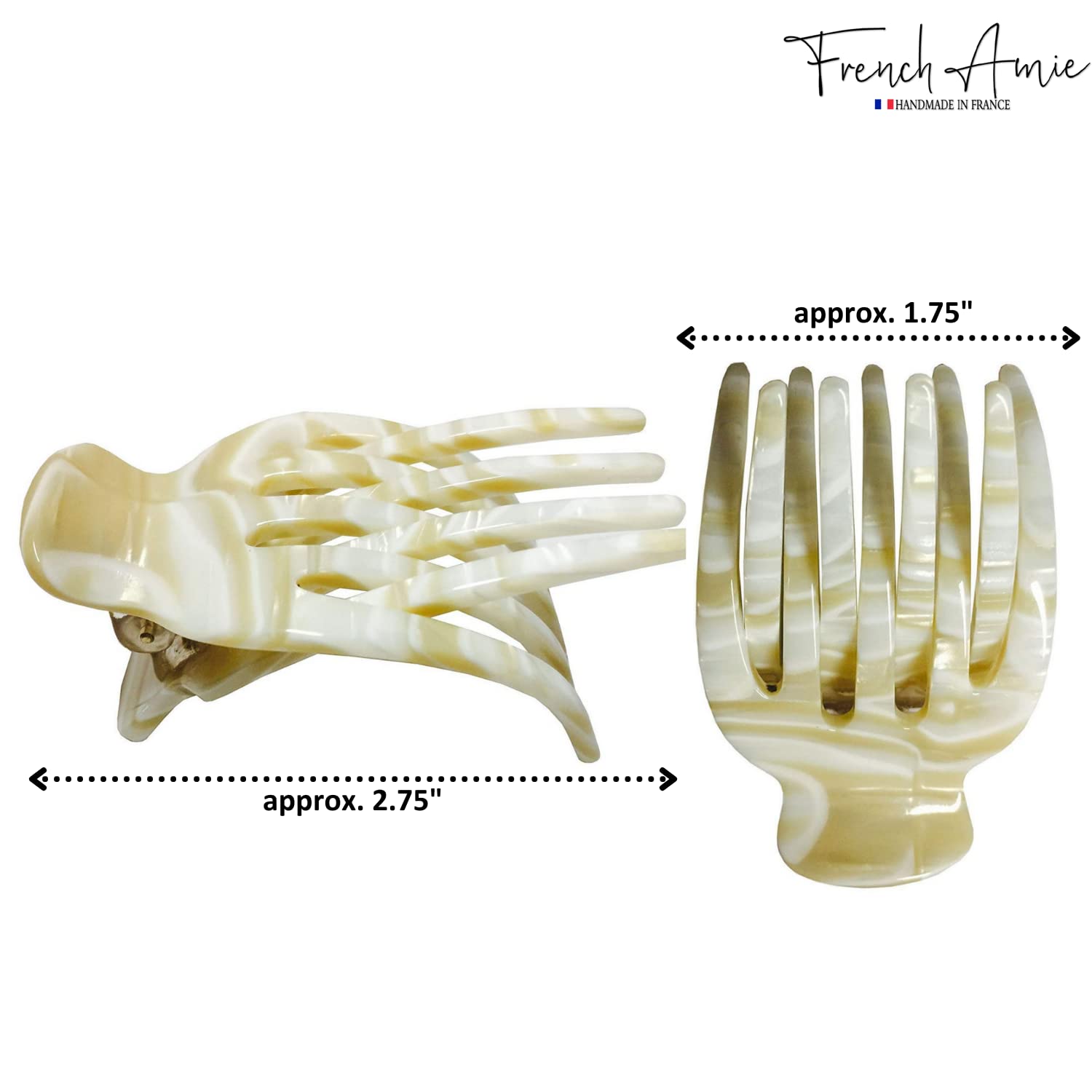 French Amie Bear Paw Small 2 ¾” Cellulose Handmade Yoga Jaw Hair Claw for Women