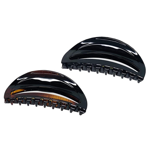 Parcelona French Thin Arch Cutout Set of 2 Shell & Black Small Hair Claws