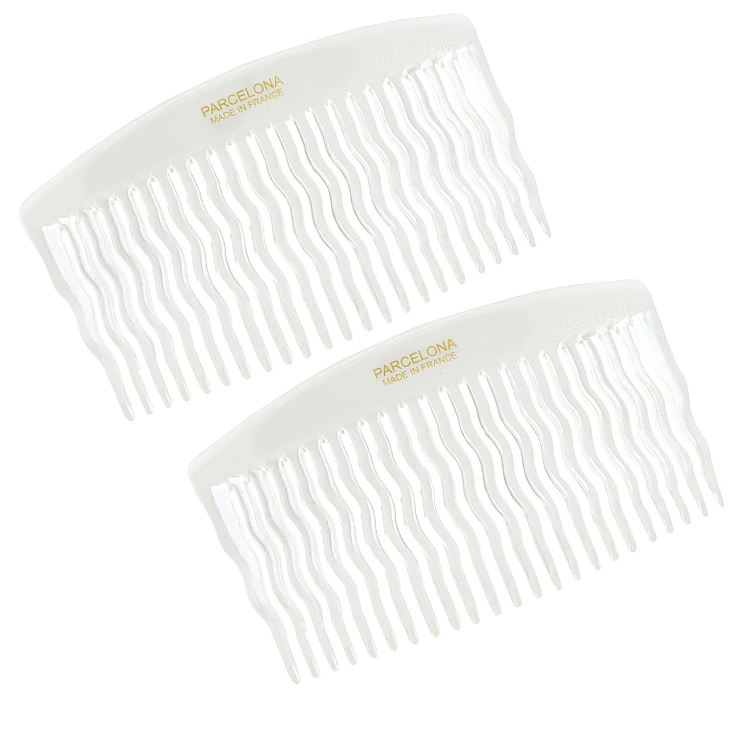 Parcelona French Zig Zag Small Celluloid Acetate 23 Teeth Side Hair Combs(2 Pcs)