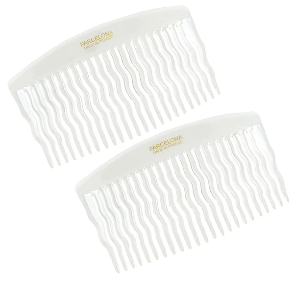 Parcelona French Zig Zag Small Celluloid Acetate 23 Teeth Side Hair Combs(2 Pcs)