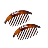 Parcelona French Tortoise Large 13 Teeth Banana Wide Edge Side Hair Combs(2 Pcs)