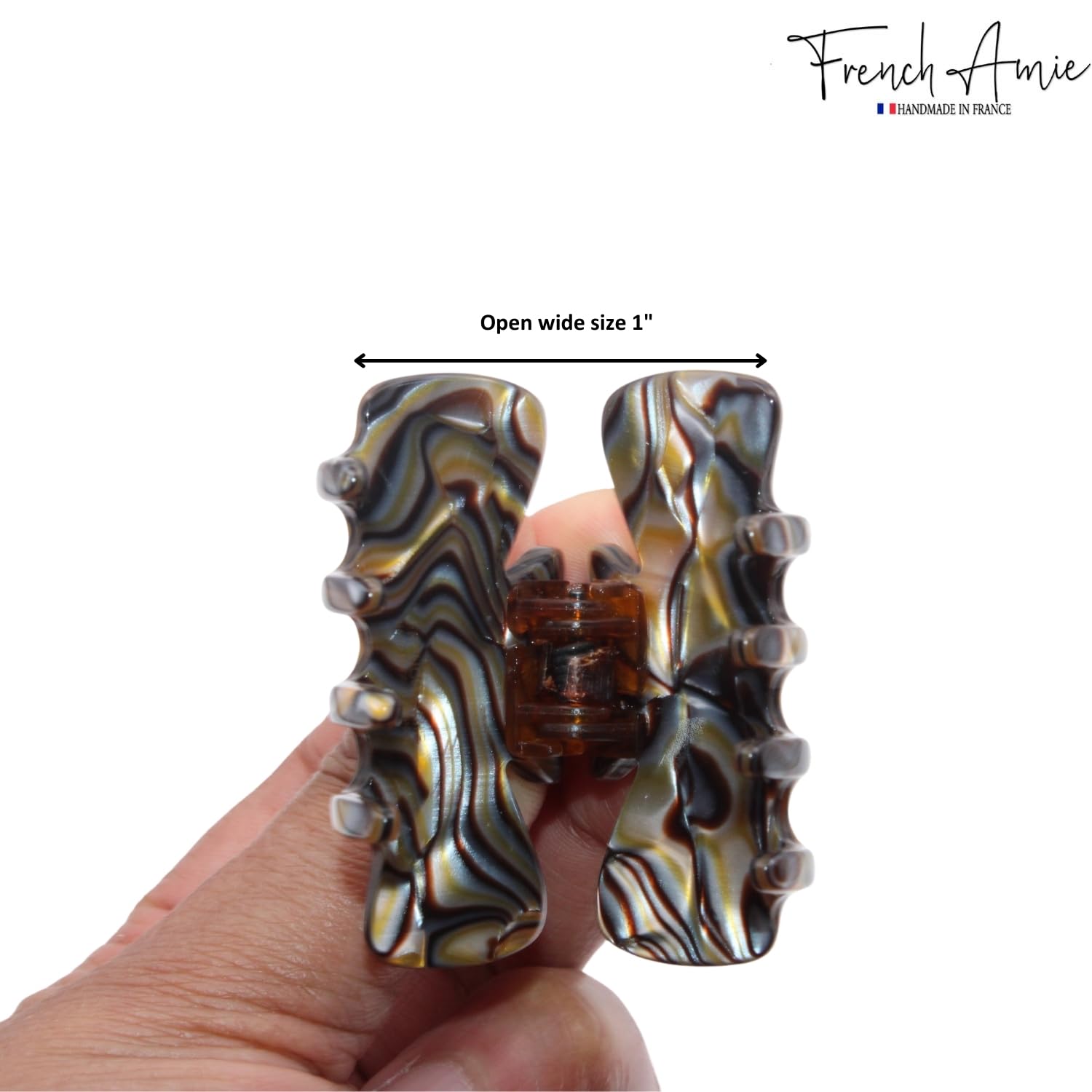 French Amie Grace Small 2” Cellulose Handmade Flexible Hair Claw for Thin Hair