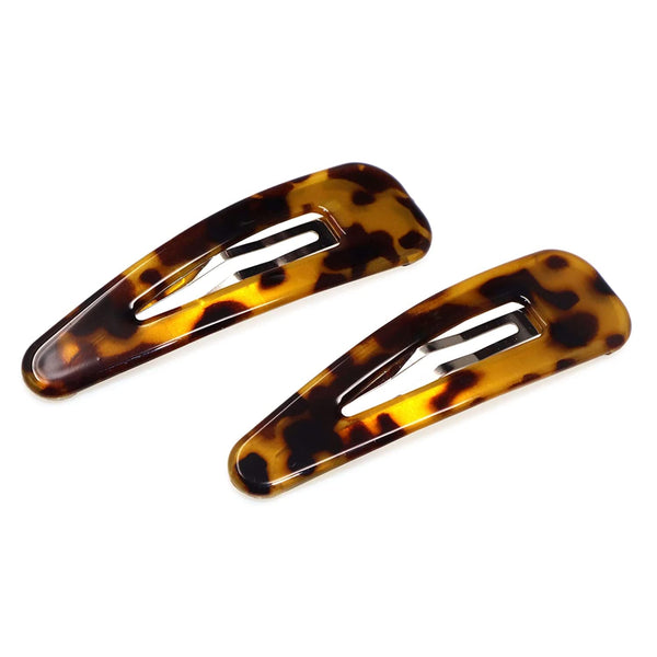 Parcelona French Clic Clac Extra Large Celluloid Snap Hair Pins for Women(2 Pcs)