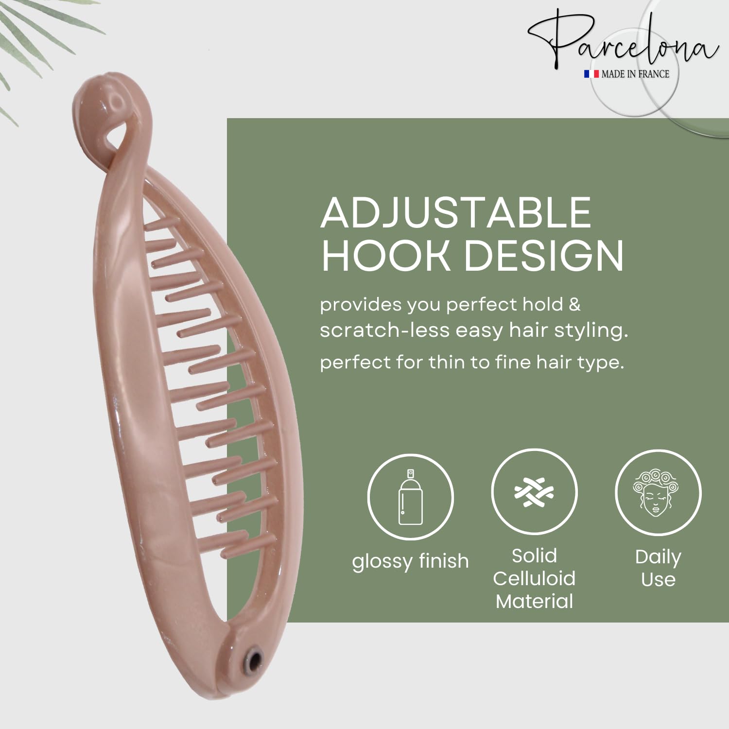 Parcelona French Effortless Mini Small Cellulose Banana Hair Clips(2 Pcs)