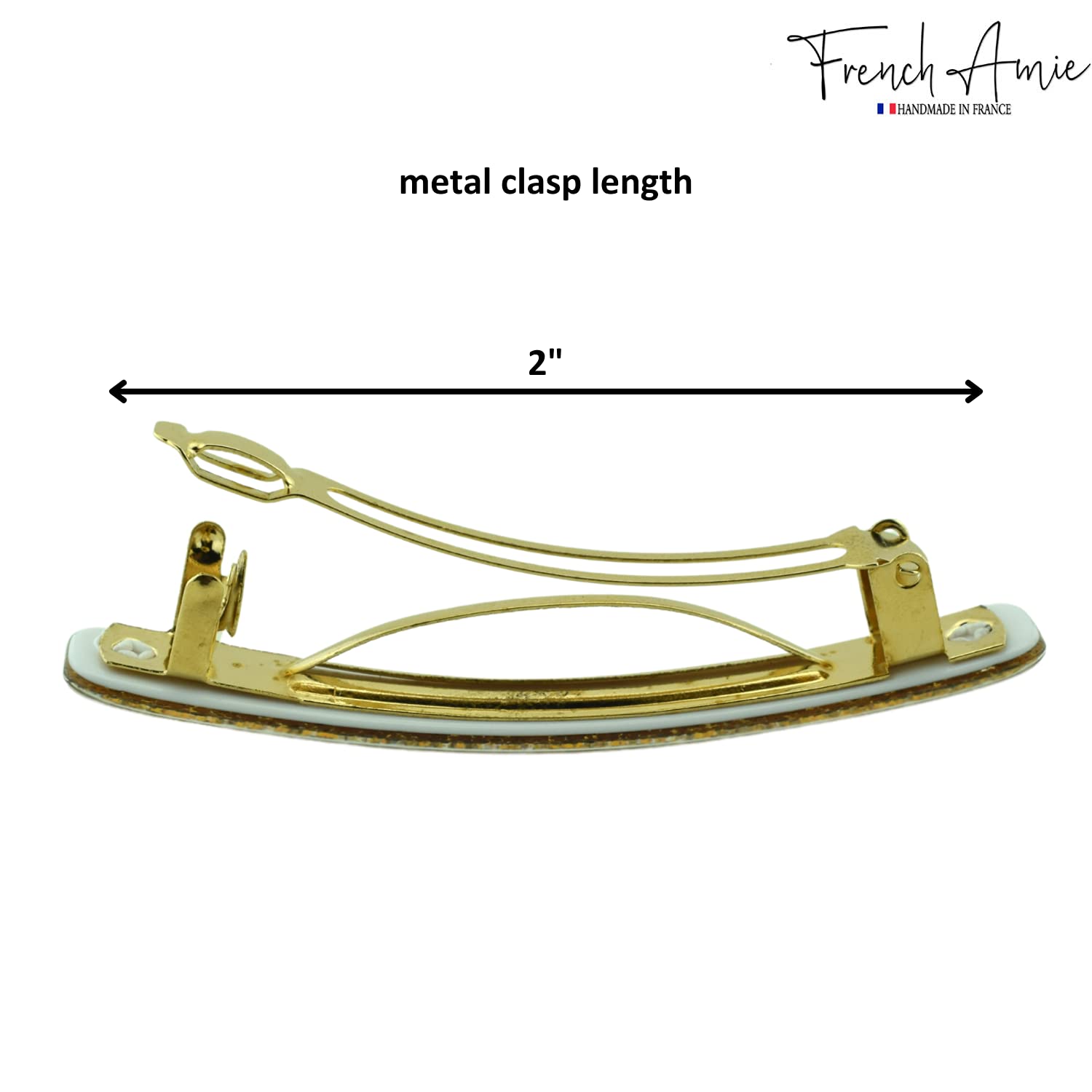 French Amie Small 2 1/4" Glitter Cellulose Acetate Automatic Hair Clip Barrette