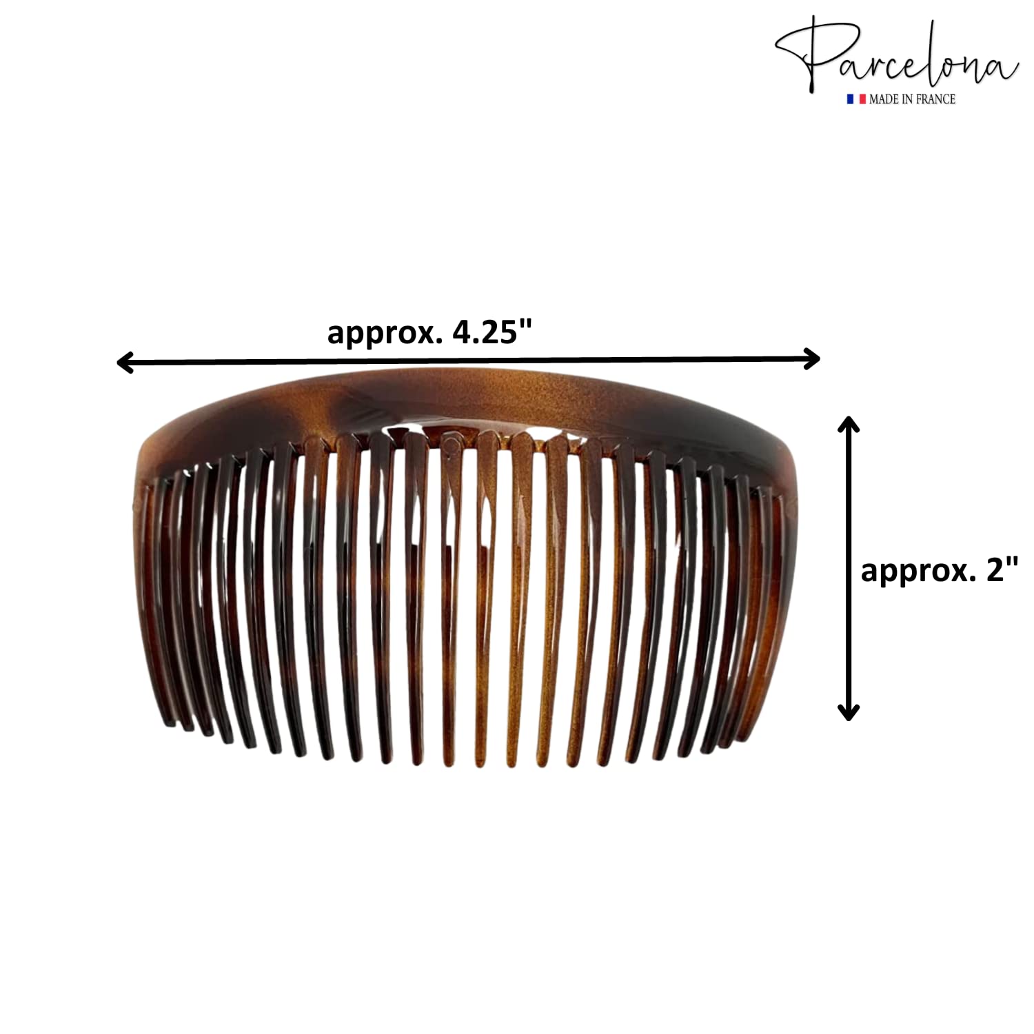 Parcelona French Glossy Large Cellulose Updo 23 Teeth Hair Side Combs(2 Pcs)