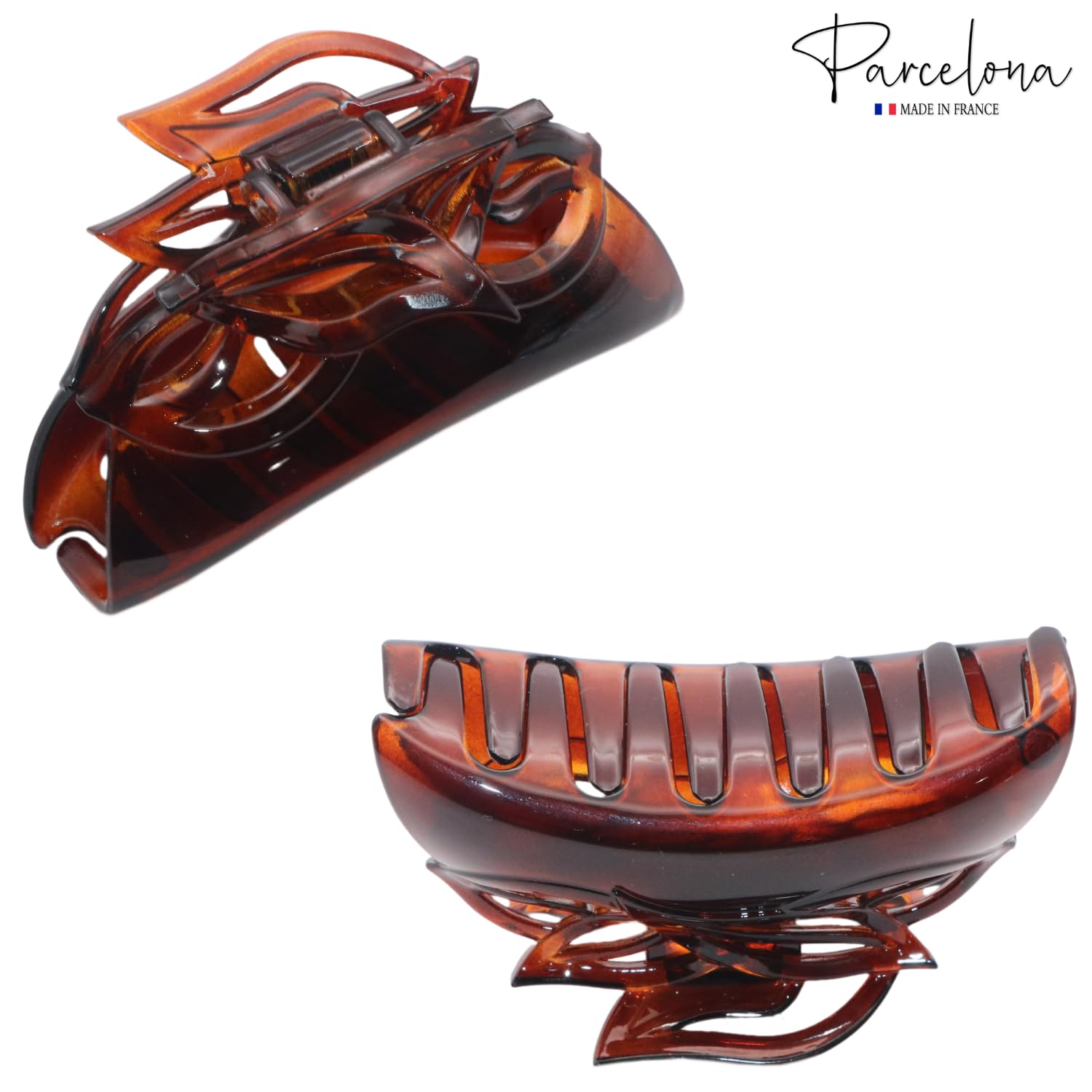 Parcelona French Leafy Medium Tortoise Shell Cellulose Jaw Hair Claw for Women