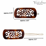French Amie Swirls 2 ¼” Celluloid Handmade Snap Hair Clips for Women 2 Pcs