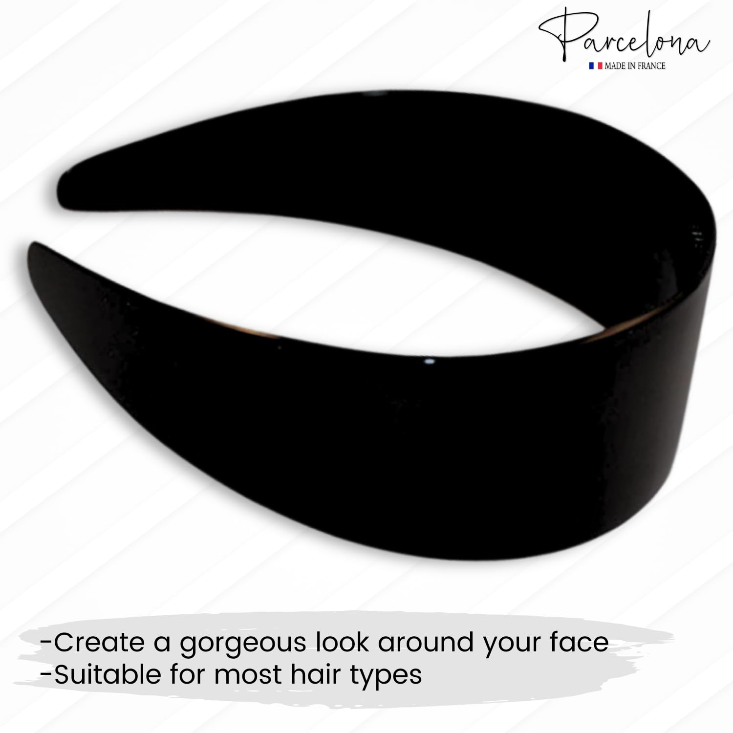 Parcelona French 2” Wide with Teeth Cellulose Celluloid Hair Headband for Women