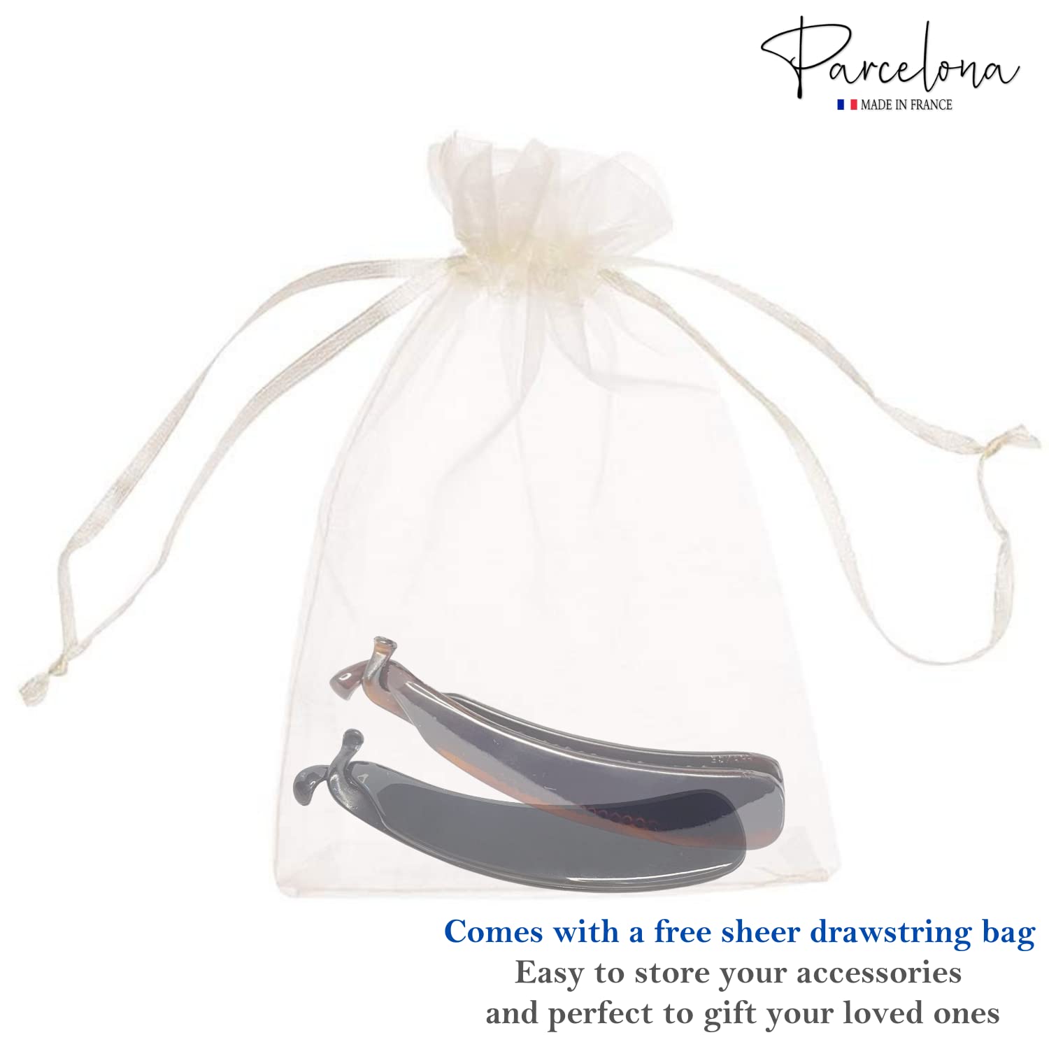 Parcelona French Lock Black and Brown 4” Set of 2 Cellulose Banana Hair Clips