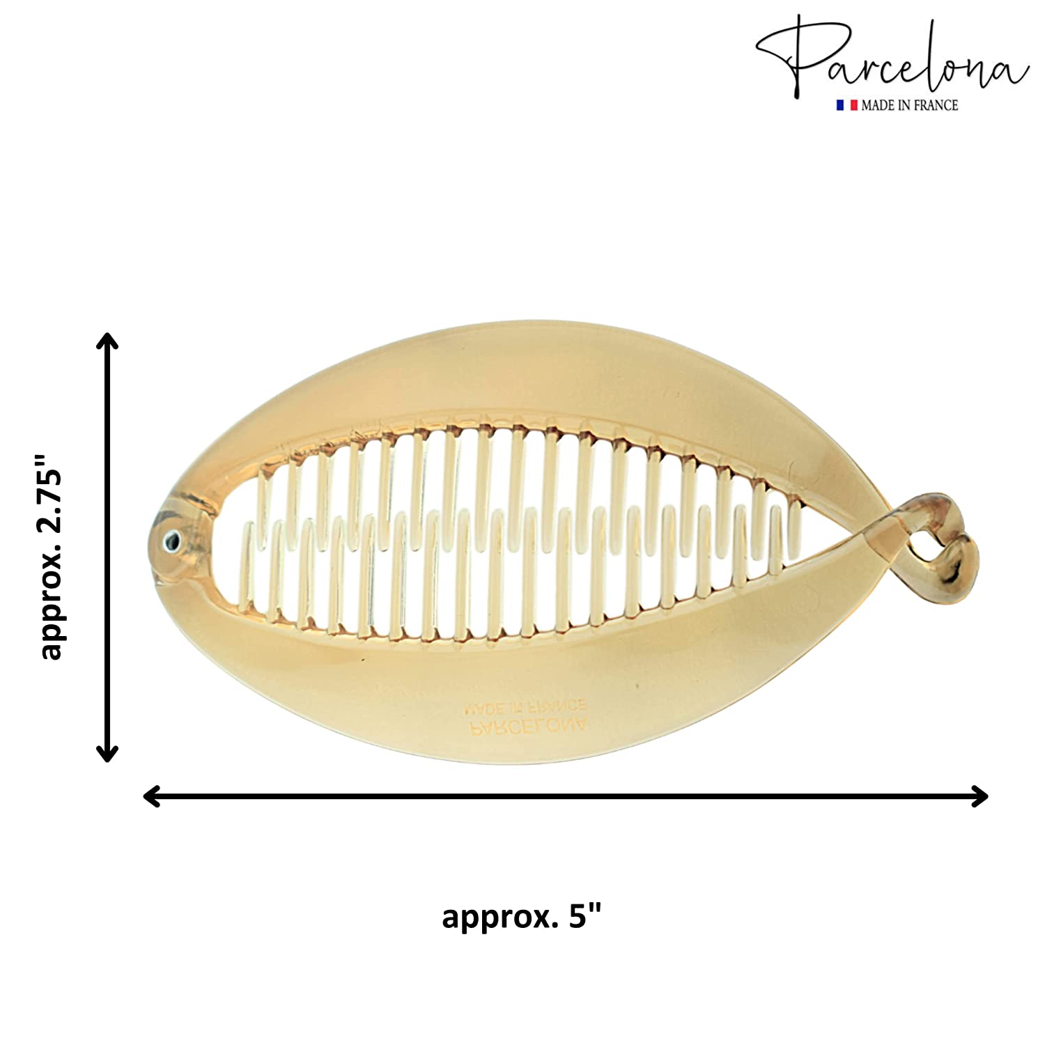 Parcelona French Fat Oval Crystal Brown Large 5" Cellulose Fishtail Hair Banana
