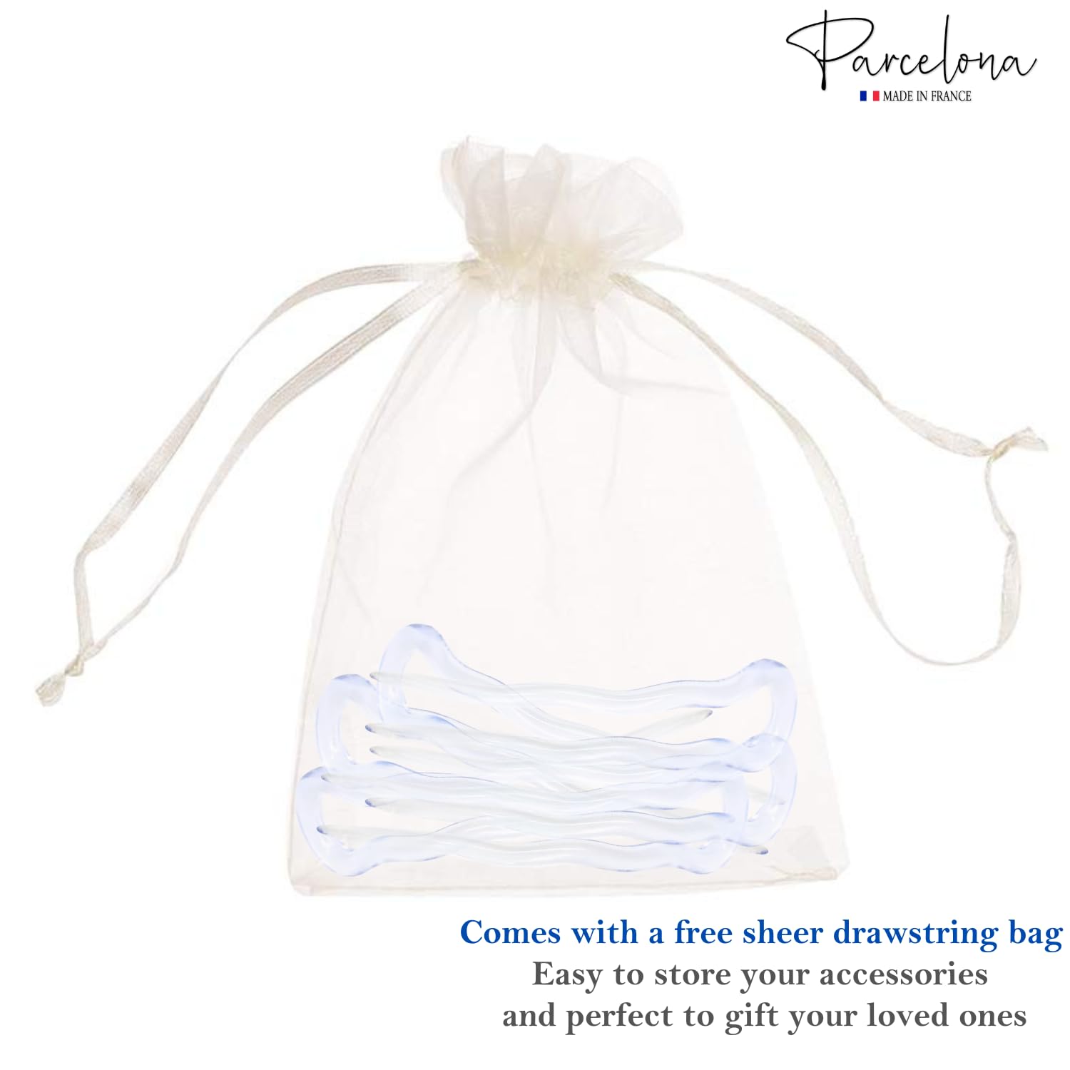 Parcelona French Mystic Large Cellulose Hair Pins for Women & Girls(6Pcs)