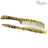 Parcelona French Leopard Print Large Brush Hair Combs for Women & Girls