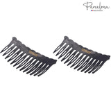 Parcelona French Twisted Edge Black 3” Set of 2 Flexible 13 teeth Side Hair Comb