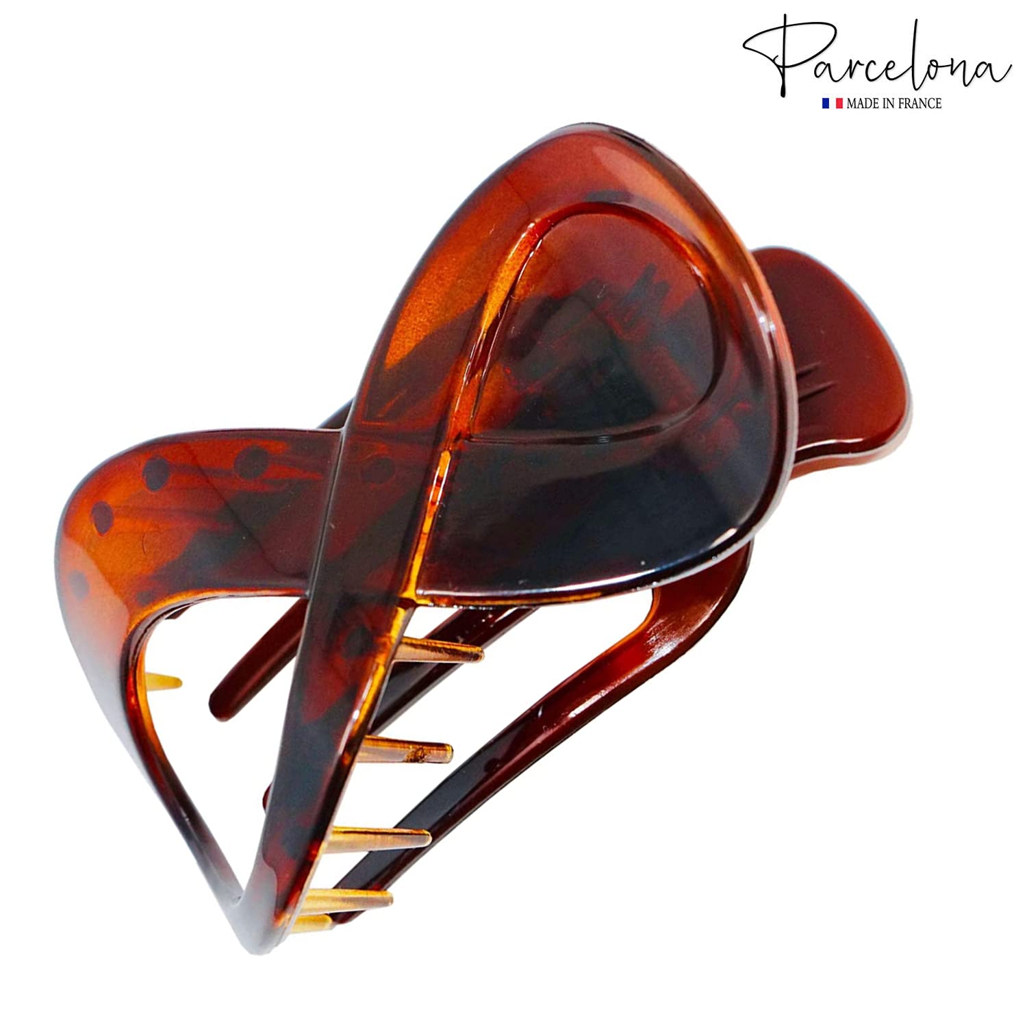Parcelona French Infinity Loop Medium 3” Cellulose Hair Claw for Women and Girls