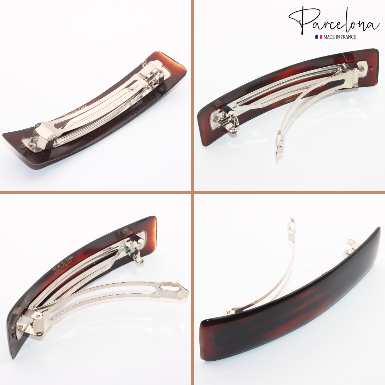 Parcelona French Rectangular Shell Large Cellulose Hair Barrette for Women