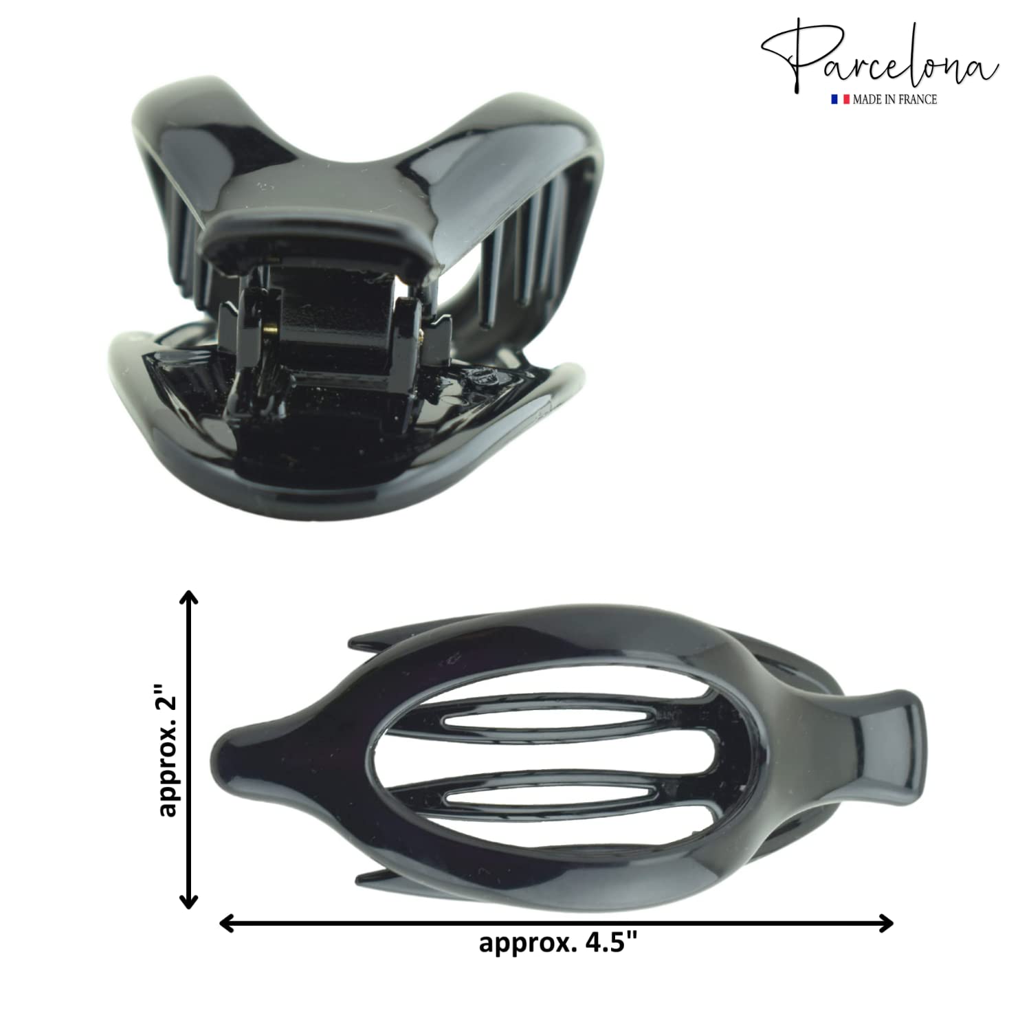 Parcelona French Wide Beak Large Cellulose Side Slide-In Hair Claw for Women