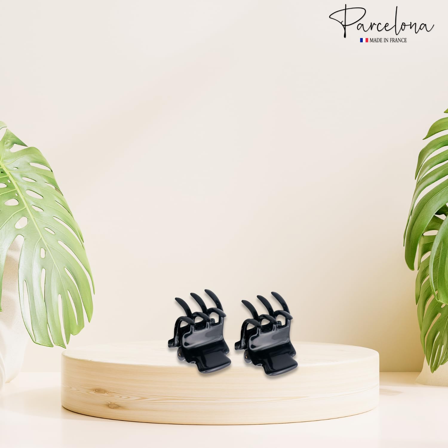 Parcelona French Glossy Square Very Small Cellulose Hair Claws for Women 2Pcs