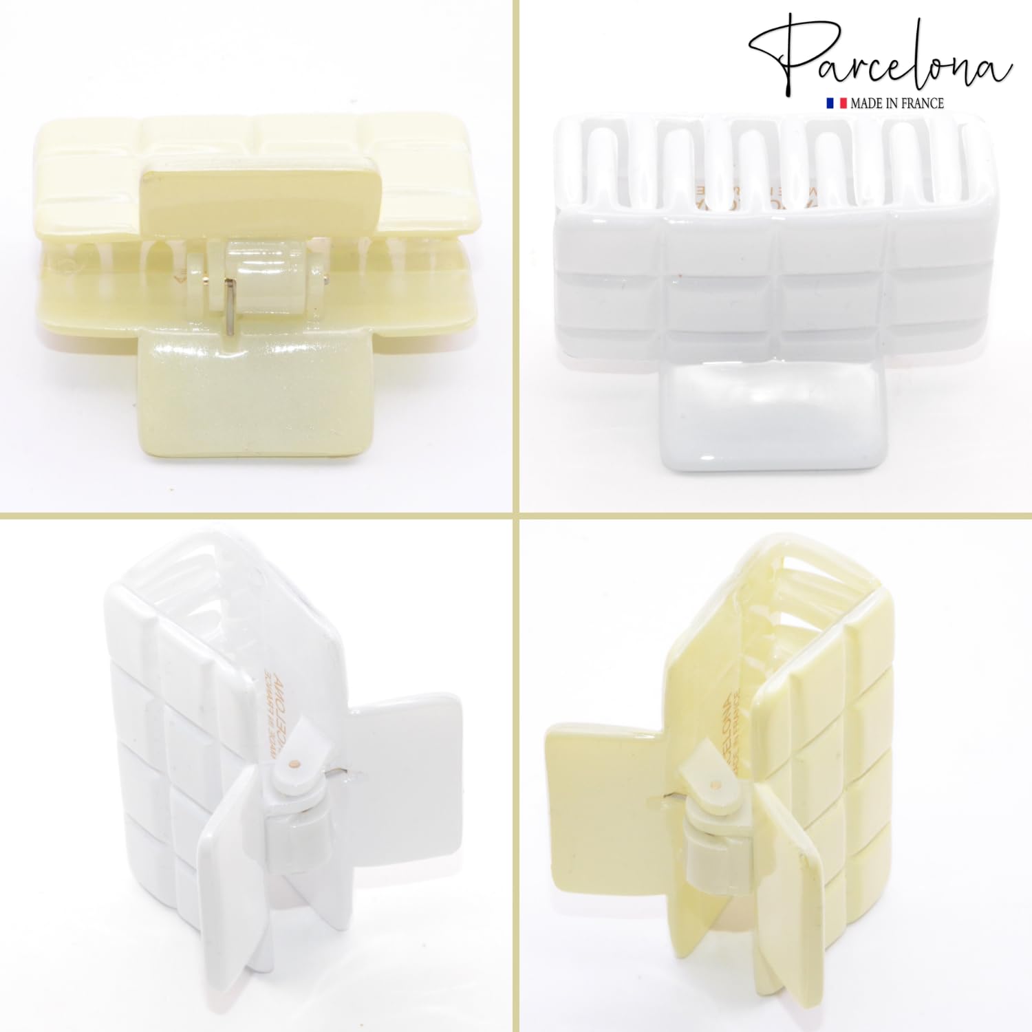 Parcelona French Checkered Small Cellulose Jaw Hair Claw Clamps for Women(2 Pcs)