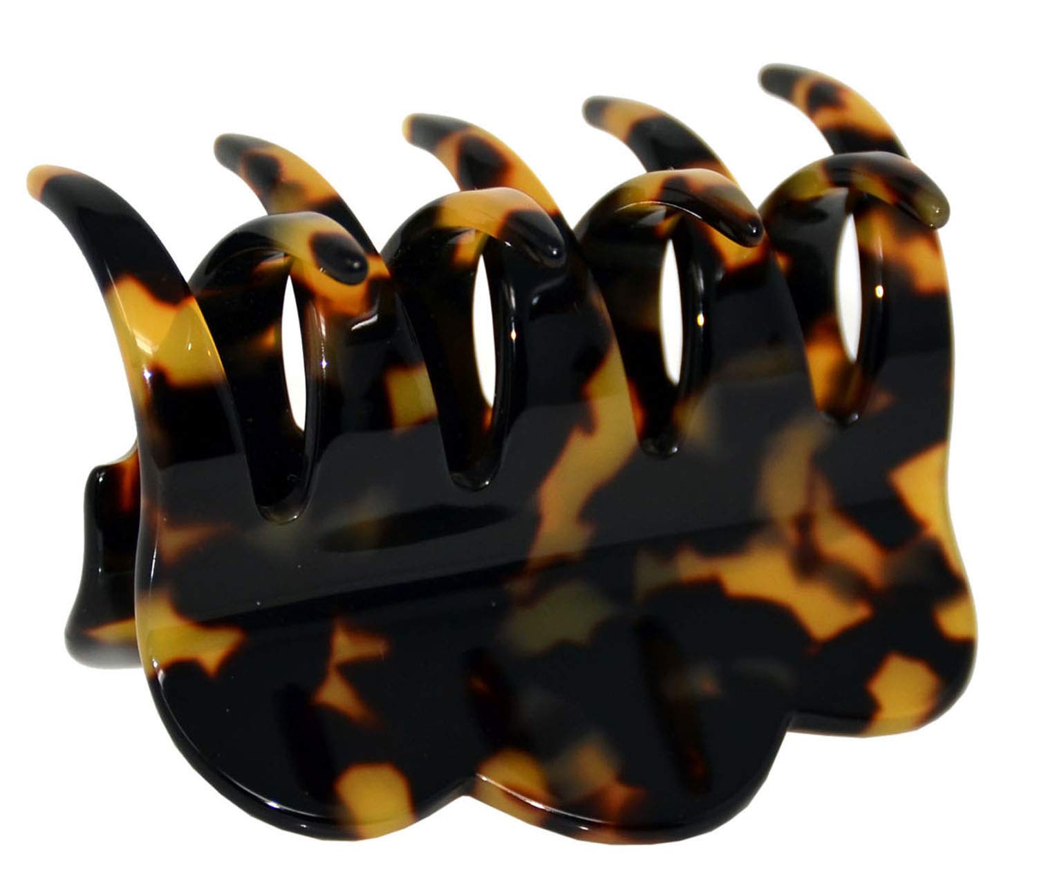 French Amie Crown Wave Small 2.5” Celluloid Handmade Interlocking Hair Claw