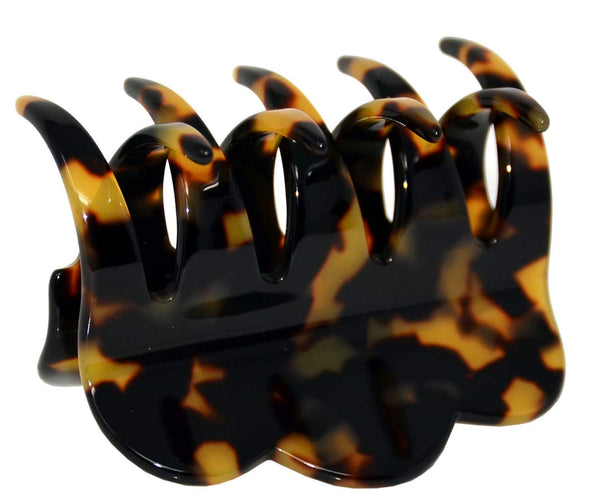 French Amie Crown Wave Medium 3” Celluloid Handmade Interlocking Hair Claw