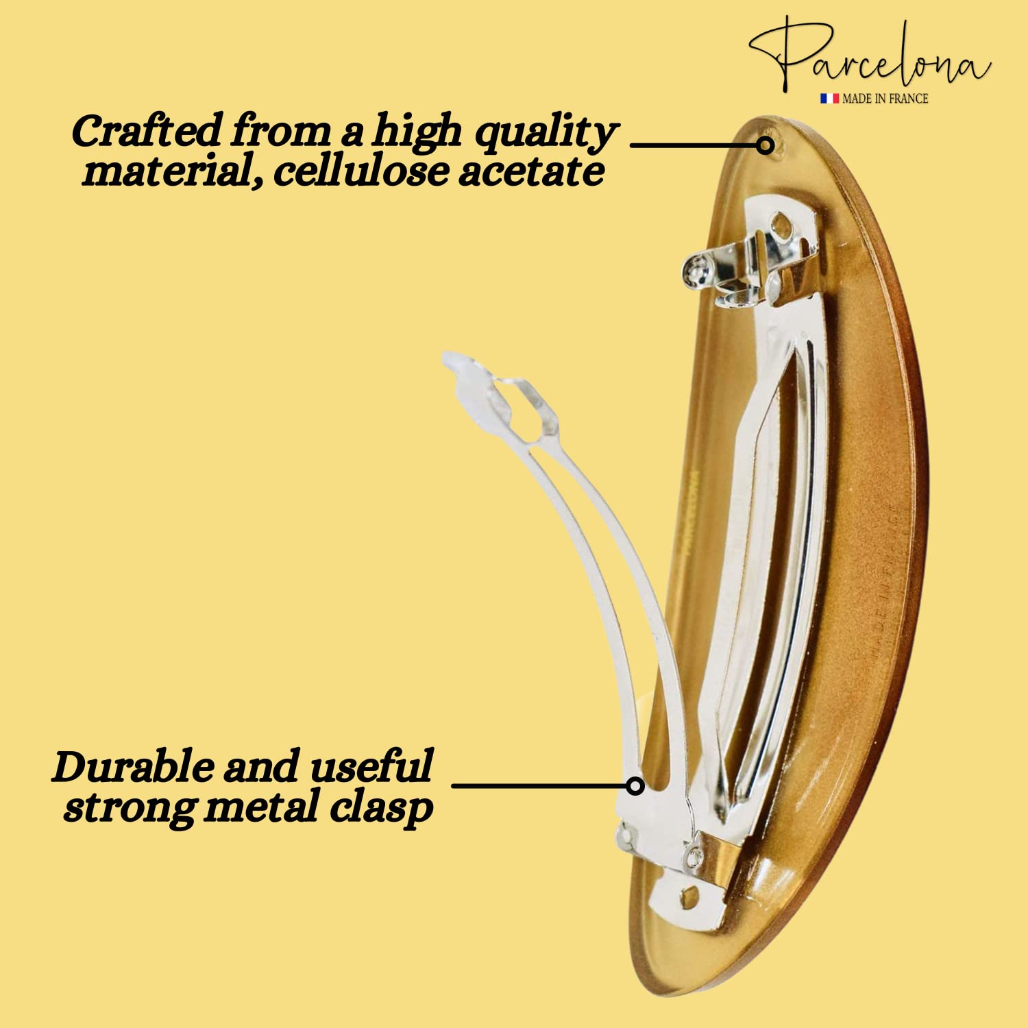 Parcelona French Oval Large 4" Cellulose Automatic Hair Barrette for Women