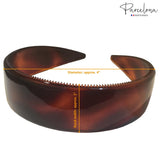 Parcelona French Wide 1 Inch Shell & Black Headbands with Inner Teeth Nibs 2 Pcs