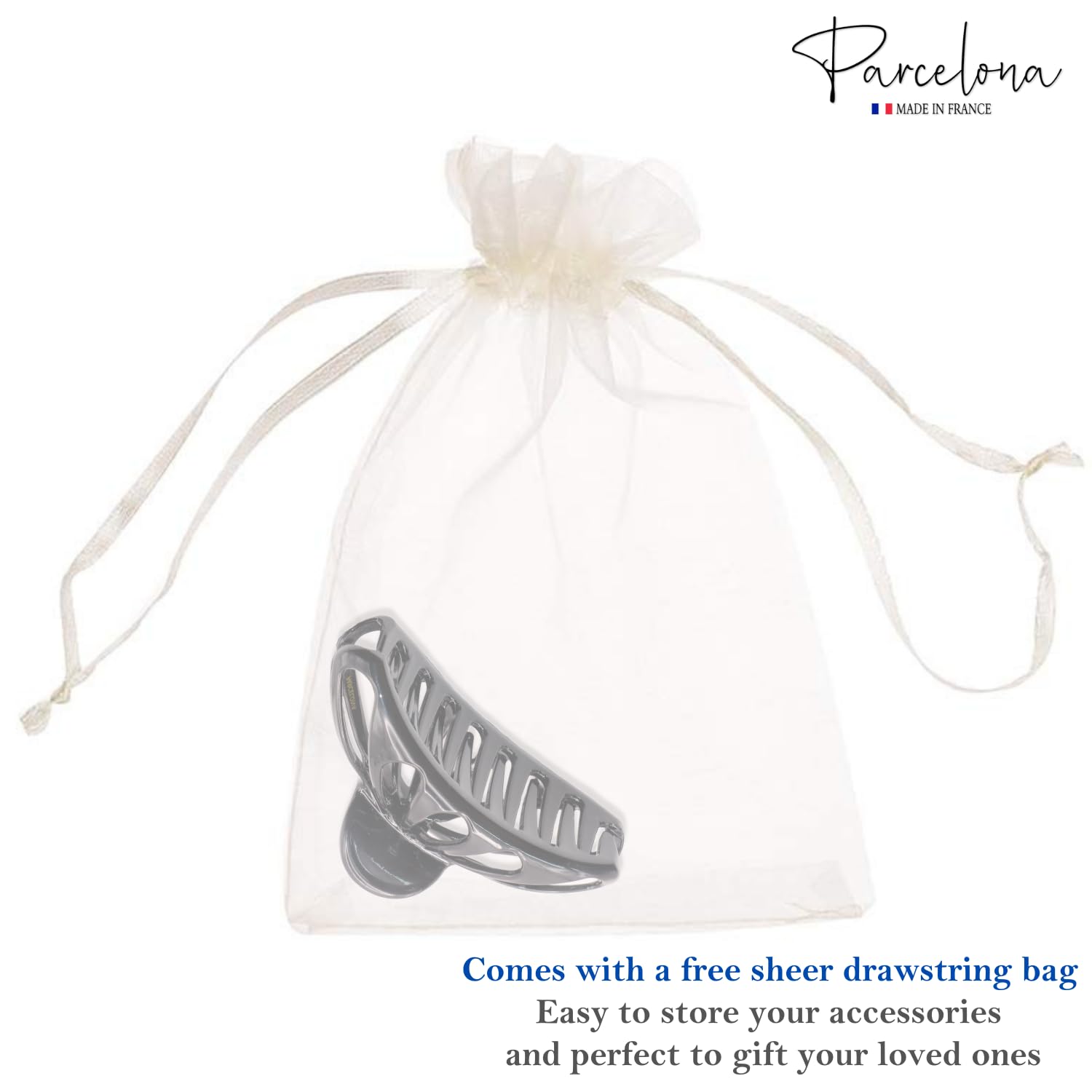 Parcelona French Rain Drop 4" Large Cellulose Jaw Hair Claw for Women