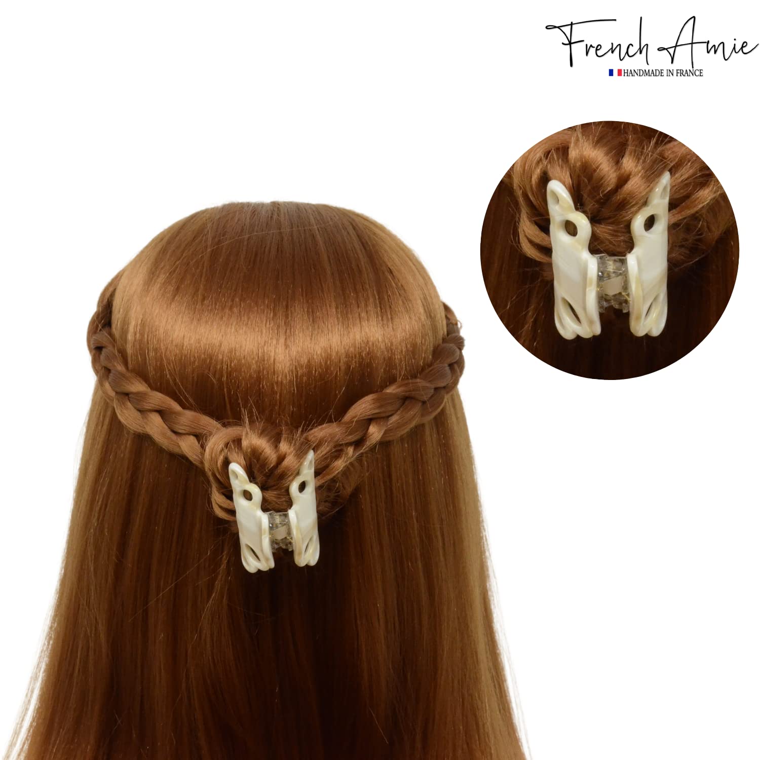 French Amie Orchids Small 2" Handmade Cellulose Flexible Hair Claw Clip