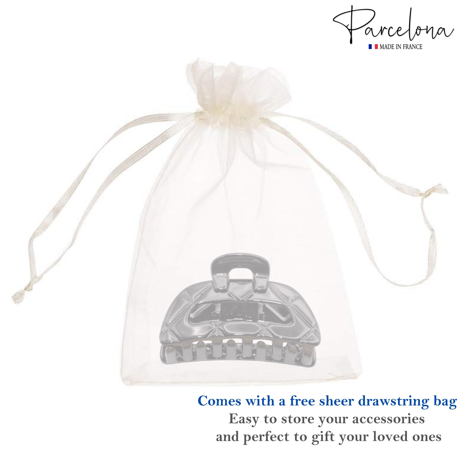Parcelona French Elite Medium Cellulose Covered Spring Jaw Hair Claw Clamp