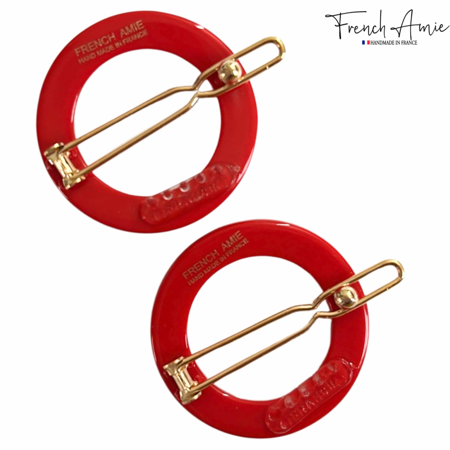 French Amie Mini Circle 1 ¼” Hair Clip - Snap Tige Boule Women Barrette Set Of 2