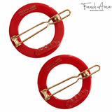 French Amie Mini Circle Celluloid Handmade Hair Clips Snap on Side Slide Clip