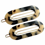 French Amie Mini Oval 2” Celluloid Handmade Snap Tige Boule Hair Clips