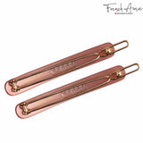 French Amie Rounded Oblong Small 2.5"Tige Boule Metal Clasp Hair Barrettes
