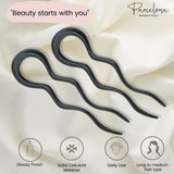 Parcelona French Black 4 Inch Large 2 Pins Wavy Crink U Shaped Hair Pin